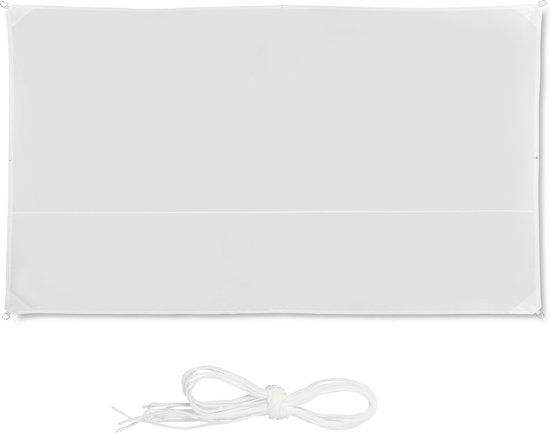 Relaxdays Schaduwdoek Rechthoek Wit - 2 x 4 m - Zonwering Balkon - UV-bescherming - Waterafstotend
