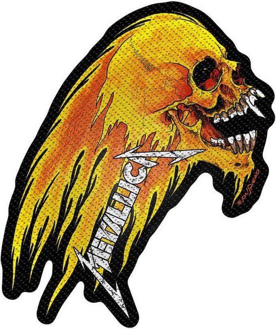 Metallica Flaming Skull Patch meerkleurig Polyester