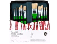 INNSPIRO Penseelset met 10 penselen voor kunstenaars, met etui, voor acryl, aquarel, gouache, olie, ideaal voor beginners en professionals