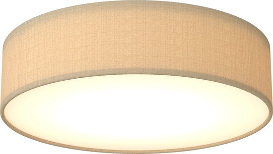 Calex LED Plafondlamp, 40 cm, Stoffen Kap, Taupe, E27 Fitting, Warm Wit Licht, Moderne Ronde Plafonnière