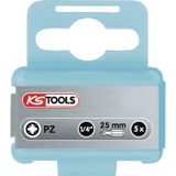 KS Tools 910.2225 1/4" RVS Bit PZ3, 25mm, 5 per pak