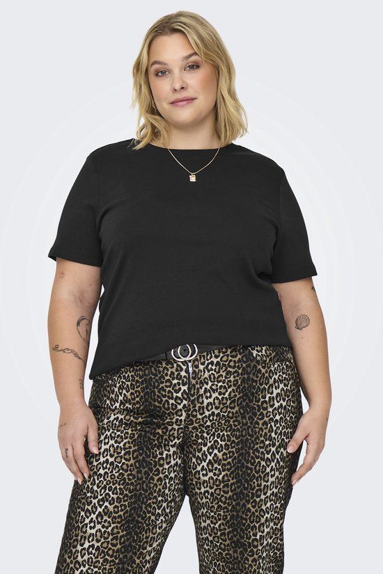 ONLY CARMAKOMA CARJEN LIFE SS JEANS TEE JRS NOOS Dames T-shirt Zwart