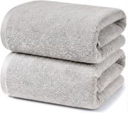 Ruggeri - Set van 2 douche- en badhanddoeken 70 x 140 cm - 100% puur katoen extra zacht - Handdoekencollectie - Let's Color! (Grijs)