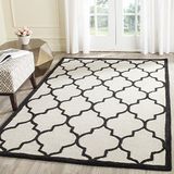 Safavieh Trellis Indoor handgetuft vloerkleed, Cambridge collectie, CAM134, in ivoor & zwart, 122 X 183 cm