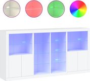 vidaXL Dressoir met LED-verlichting 202x37x100 cm wit