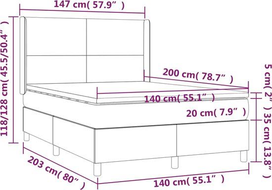 vidaXL Boxspring - met matras - stof - taupe - 140x200 cm