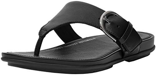 Fitflop Dames Gracie Lederen Teensandalen - Zwart - Maat 37.5 EU