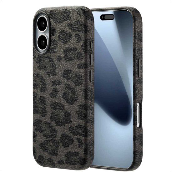 Selencia Sabi Backcover Panterprint met MagSafe voor de Apple iPhone 17 - Midnight Black