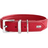 HUNTER Hondenhalsband Sofia, rood, kunstleer, rundernappa-look, onderhoudsvriendelijk, briljant gekleurd, zacht gevoerd, scheurvast, Made in Germany, maat 35