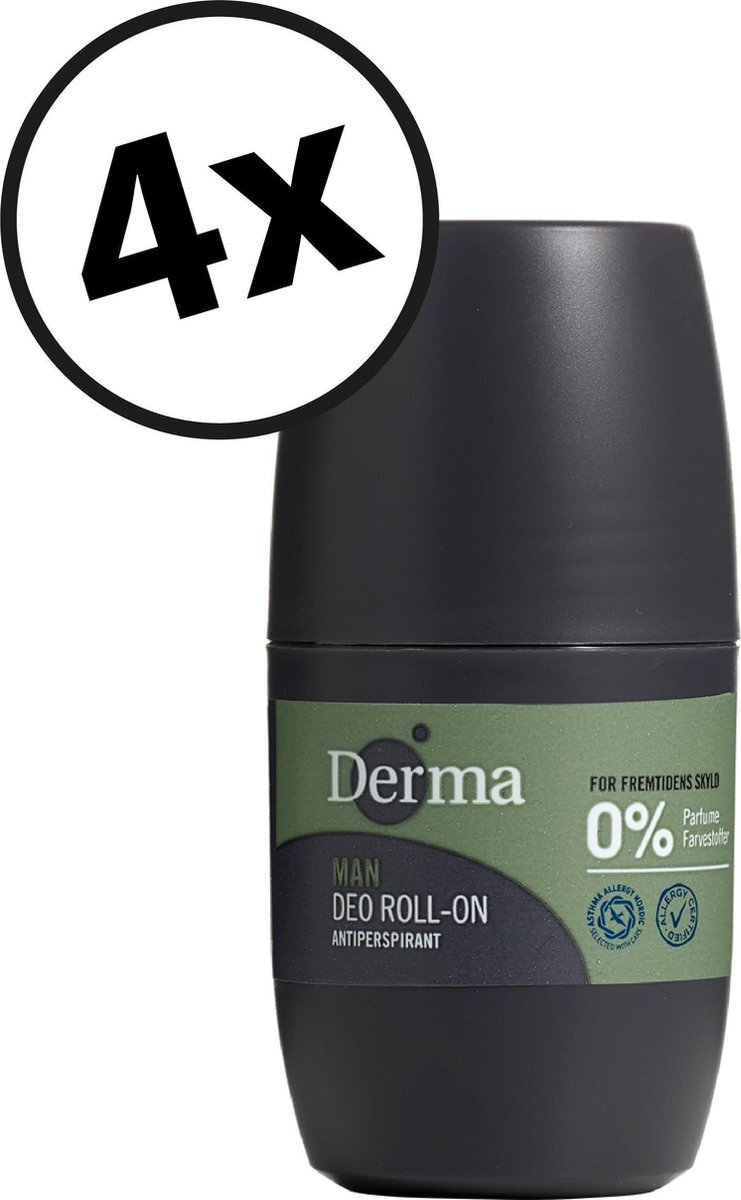 Derma Man Deodorant - roller - 4 x 50 ML - Parfumvrij