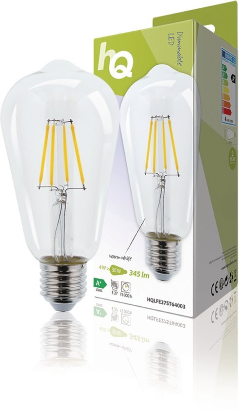 HQ LED Retro Filament Lamp E 27 Dimmable ST 64 4 W 345 lm 2700 K