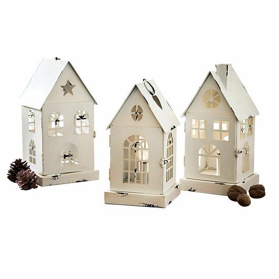 LOBERON Ledlantaarn set van 3 Village wit