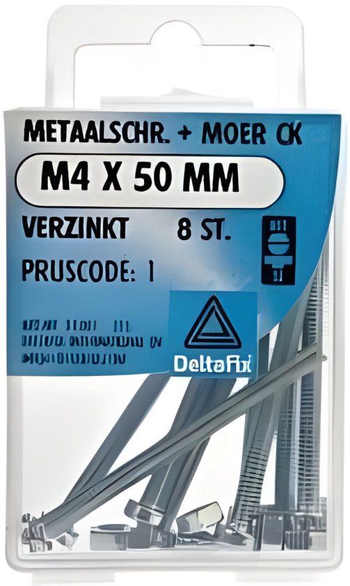 Merkloos Deltafix METAALSCHR. + MOER CK M4 X 50MM 8 STUKS