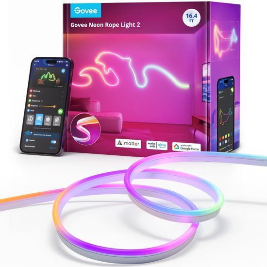 Govee Slimme Witte Neon LEDstrip 5m Matter RGBIC