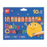 APLI 20636 Baby Crayons, 10 dikke waskleuren met puntenslijper