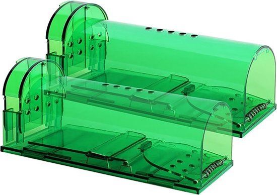 Merkloos / Sans marque Diervriendelijke Muizenval - 2 stuks - Voor Buiten - Groen - 17x6.3x6.6 cm