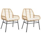 VidaXL Tuinstoelen 2 stuks met kussens Polyrattan Staal Crème Wit
