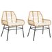 VidaXL Tuinstoelen 2 stuks met kussens Polyrattan Staal Crème Wit