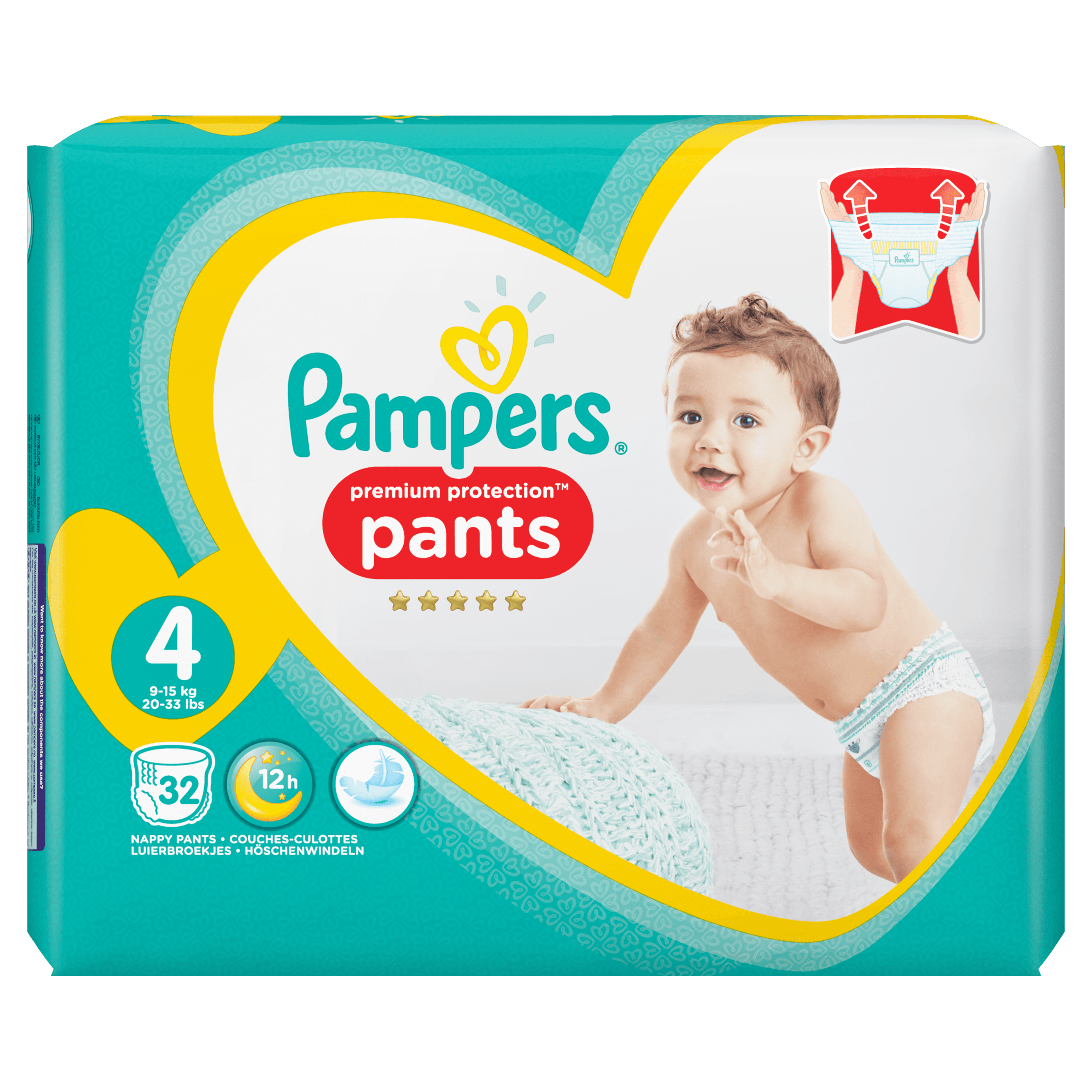 Pampers Premium Protection Pants S4, 32 Luierbroekjes, Zacht multi