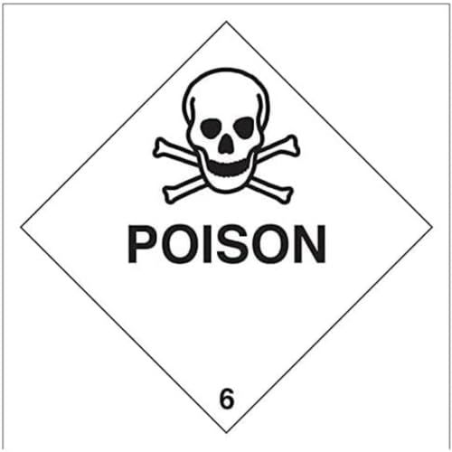 VSafety Poison Warning Hazard Diamond Sign - 200mm x 200mm - Self-Adhesive Vinyl