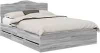 vidaXL Bedframe met lade Grijs Sonoma 160 x 200 cm Ingenieurshout