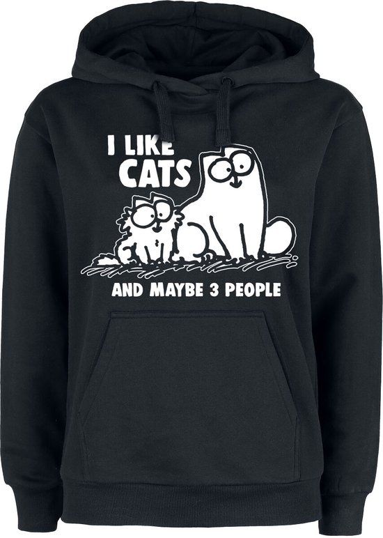 Simon's Cat I Like Cats And Maybe 3 People Dames Trui met capuchon - zwart - M