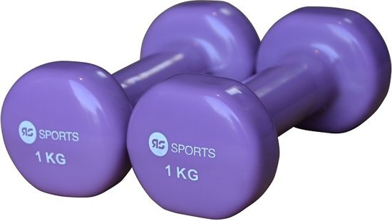 RS Sports Dumbells - 2 x 1 kg - Vinyl - Paars