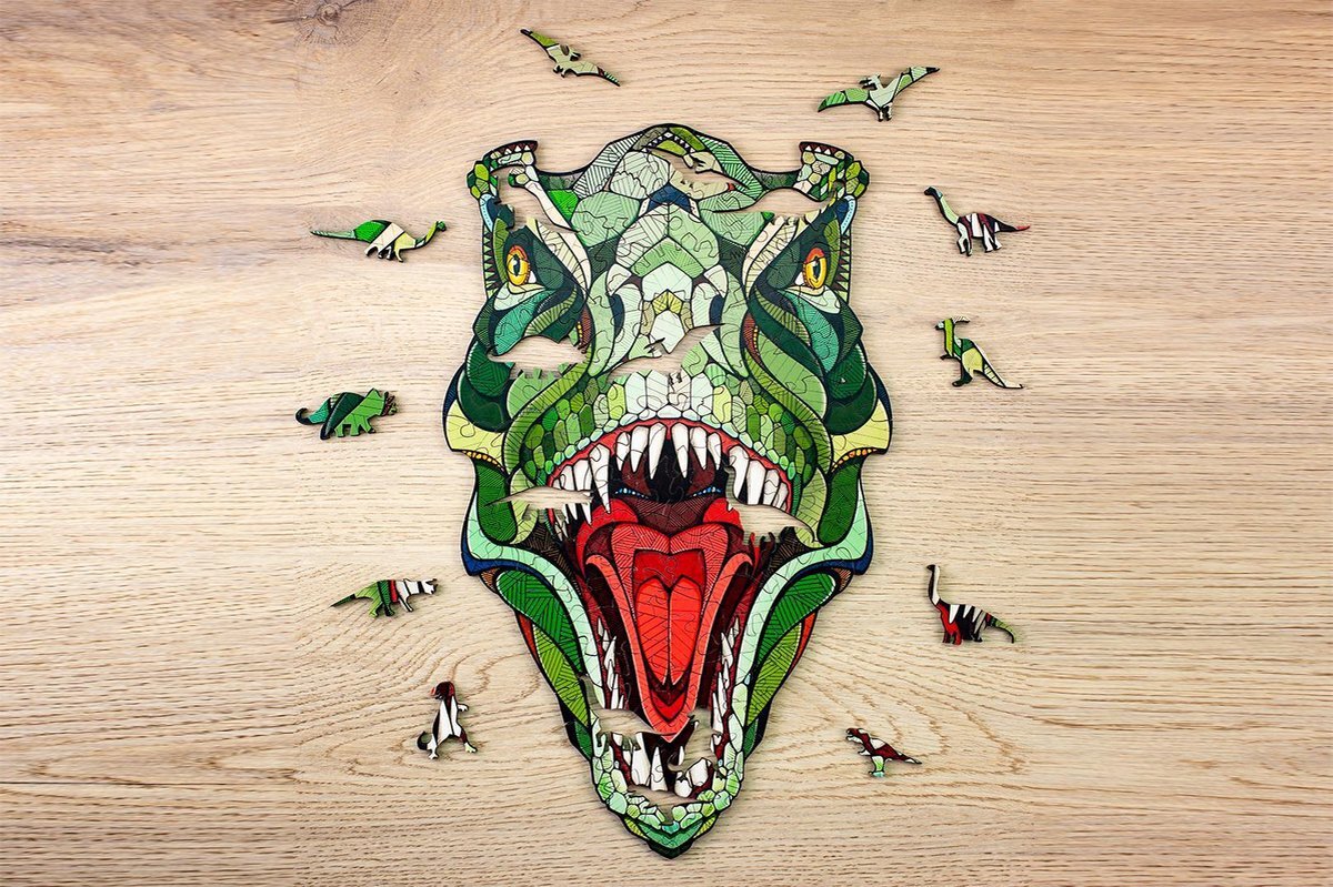 Eco-Wood-Art Eco Wood Art - Houten Legpuzzel - T-Rex - 218 - 40x24,4x0,5cm - Kartonbox