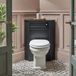 Hudson Reed Thornton WC-Ombouw Hoekmontage Zwartgrijs Klassiek met Reservoir, Zwarte Spoelknop en Richmond Staand Toilet met Witte Toiletzitting