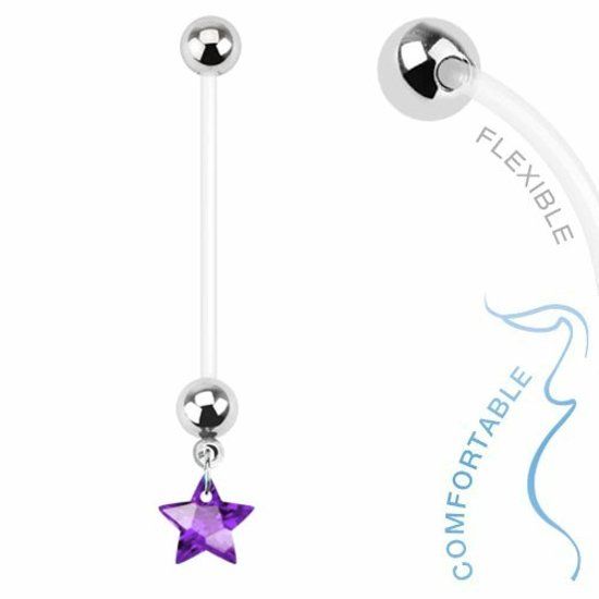 Fako Bijoux Zwangerschapspiercing - Ster - Paars