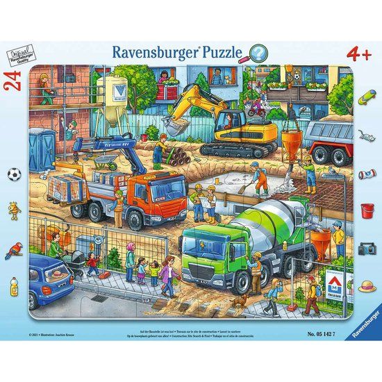 Ravensburger Kinderpuzzel Er gebeurt iets op de bouwplaats, 24 stukjes