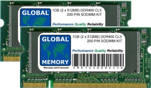 GLOBAL MEMORY 1GB (2 x 512MB) DDR 400MHz PC3200 200-PIN SODIMM GEHEUGEN RAM KIT VOOR LAPTOPS/NOTITIEBOEKJE