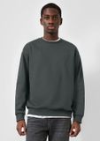 QS - Mannen - Olijfgroen Katoen Sweatshirt met Ronde Hals en Korte Mouwen - Maat S