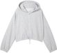 Tom Tailor - Korte hoodie-sweatjack met trekkoord - Maat 164 - Light Stone Grey Melange