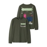 NAME IT KIDS longsleeve met backprint - donkergroen