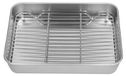 Plat à four avec couvercle - Rectangulaire - Plat de cuisson - Acier inoxydable - Grille - Lavable au lave-vaisselle - 26,5 x 20,5 x 5 cm - Plat de cuisson
