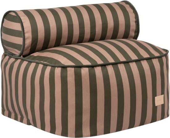 Nobodinoz Majestic Beanbag - Zitzak - Green Taupe Stripes - 50x50x25cm