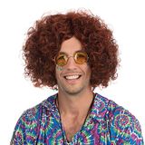 Bristol Novelty BW283 Hippie pruik voor heren, bruin/zwart, eenheidsmaat