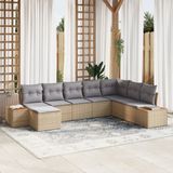 vidaXL Tuinbank Set Beige Poly-rattan