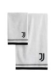 Juventus Badhanddoeken, set van 2 badhanddoeken, gezichtsdoek, bidethanddoek, officieel product, 100% katoen, 2-delige set, wit en zwart