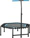 Trampoline de fitness - Mini rebondisseur - 114x114x132 cm - Poignée réglable en 3 hauteurs - Cadre en acier - Entraînement cardio pour la taille et l'abdomen - Bleu