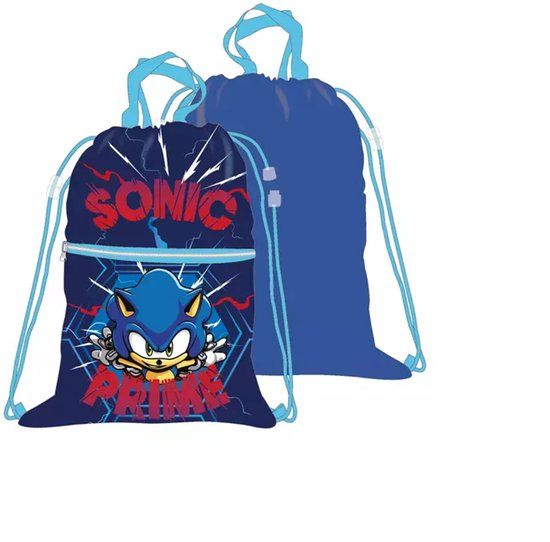 4KidsOnly Sonic the Hedgehog Luxe Gymtas – 45x34,5 cm – Met Voorvak en Trekkoord