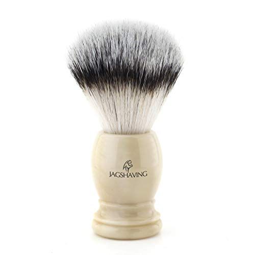 Jag Shaving Gentleman's scheerkwast met synthetische das haar Vegan haren in ivoor hars replica handvat perfecte balans