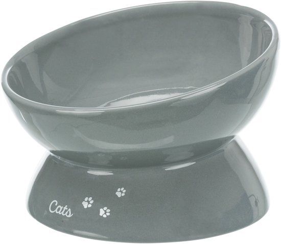 Trixie Voerbak Kat XXL Keramiek Verhoogd Grijs - 350 ML 17 CM