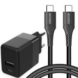 Accezz Wall Charger 20W + USB-C kabel - 1 meter - Zwart