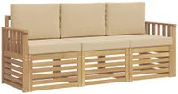 vidaXL - Bank loungeset - Massief acacia hout - Wit en beige - 4 zitplekken