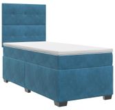 vidaXL Boxspringbed met matras en hoofdeinde, blauw, 90 x 200 cm, fluweel