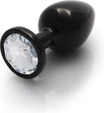 Shots - Ouch! OU809GUN - Round Gem Butt Plug - Medium - Gunmetal / Diamond