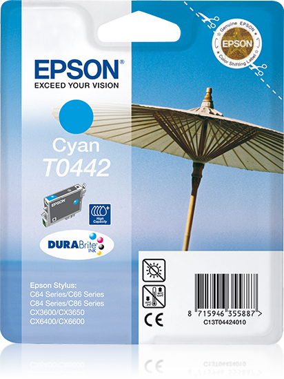 Epson Parasol inktpatroon Cyan T0442 DURABrite Ink (high capacity) single pack / cyaan