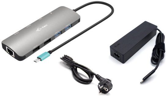 Dockstation i-tec Metal USB-C Nano 2x Display Docking Station with PD 100 W + Charger 100W
